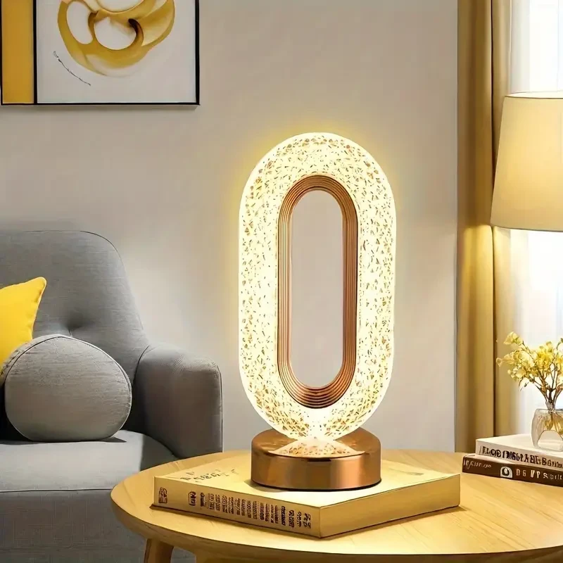 Portable Crystal Desk Lamp  Cordless LED Night Light with Adjustable Brightness & 3 Color Modes, USB Rechargeable Gift for Home Dcor, Birthdays & Holidays