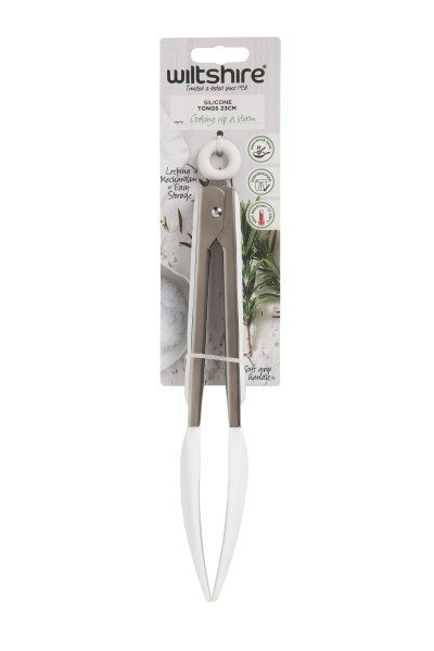 Silicone Tongs White 23cm - Wiltshire