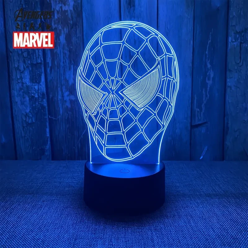 Marvel Heroes 3D USB Night Light with Remote - Multi-Color Acrylic Bedside Decor