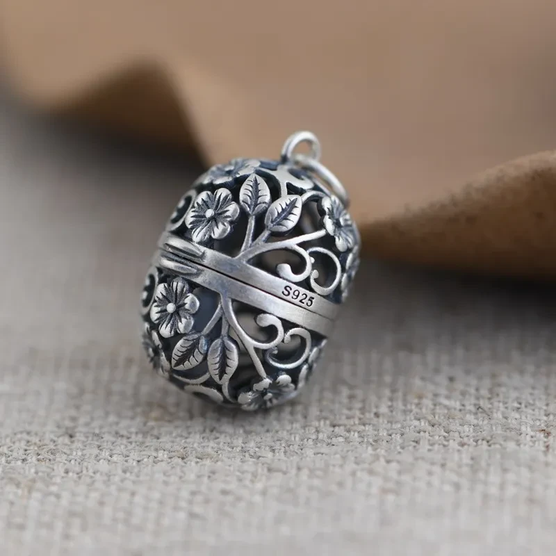 S925 Silver Perfume Bag Openable Pendant