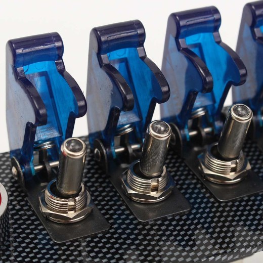 Carbon Fiber Panel 12V Racing Ignition 4 Blue