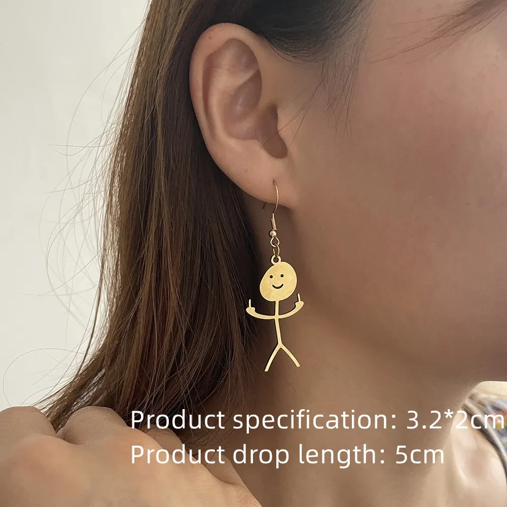 Fashion Middle Finger Funny Doodle Earring