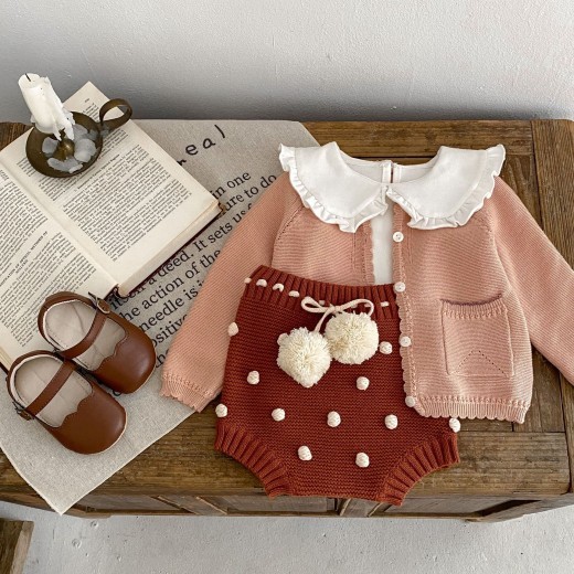 Baby Children 0-3 Years Old Baby Girl Sweet Baita Cardigan Knitted Coat