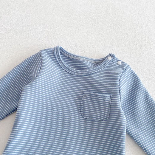 Striped Triangle Rompers Male And Female Baby Long Sleeve Jumpsuit