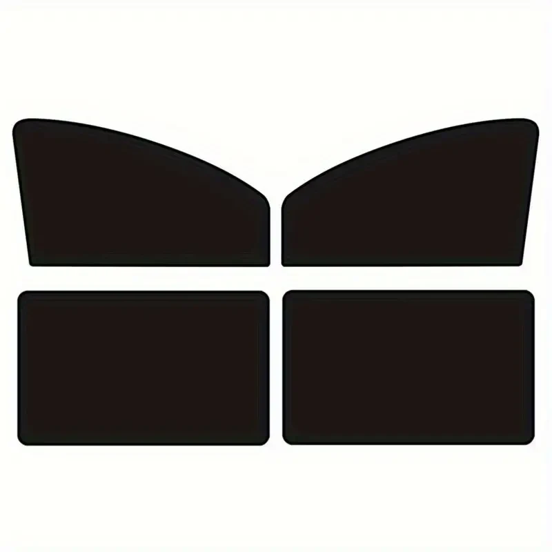 4-Piece Magnetic Car Side Window Sun Shades - Adjustable Roll-Up, UV Protection & Privacy