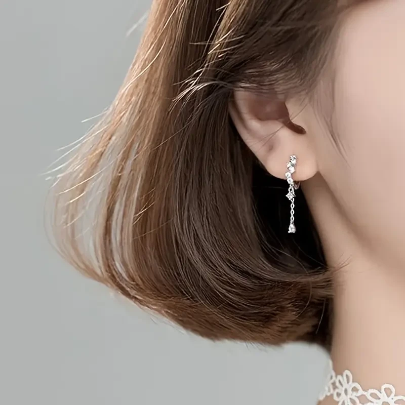 1 Pair Vintage Boho Alloy CZ Hoop Earrings - Teardrop Huggie Dangle with Water Droplet Accents, Perfect for Daily Wear & Special Occasions, Christmas Gift Jewelry for Women