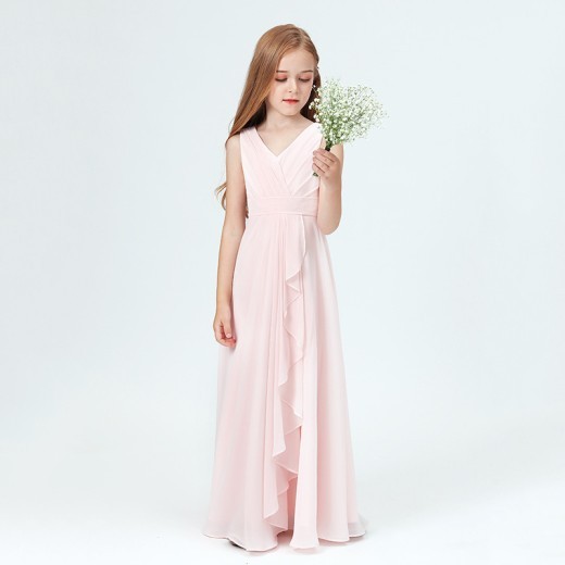 Spring Medium And Large Children Chiffon Sleeveless Children's Full Dress