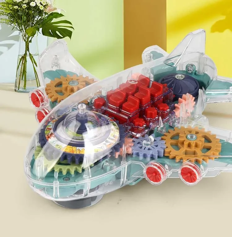 Electric Universal Transparent Gear Airplane Toy