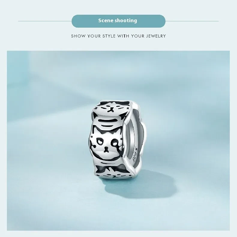 Black Cat Silicone Spacer Beads S925 Accessories Beaded