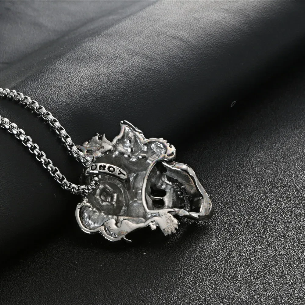 Vintage Titanium Steel Crown Skull Pendant