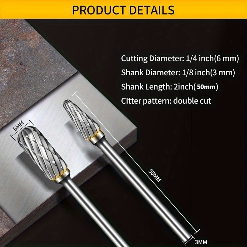 10pcs Tungsten Steel Burrs Set Versatile Carving, Engraving, and Polishing Tool for Wood, Metal, and Stone No Assembly Required!