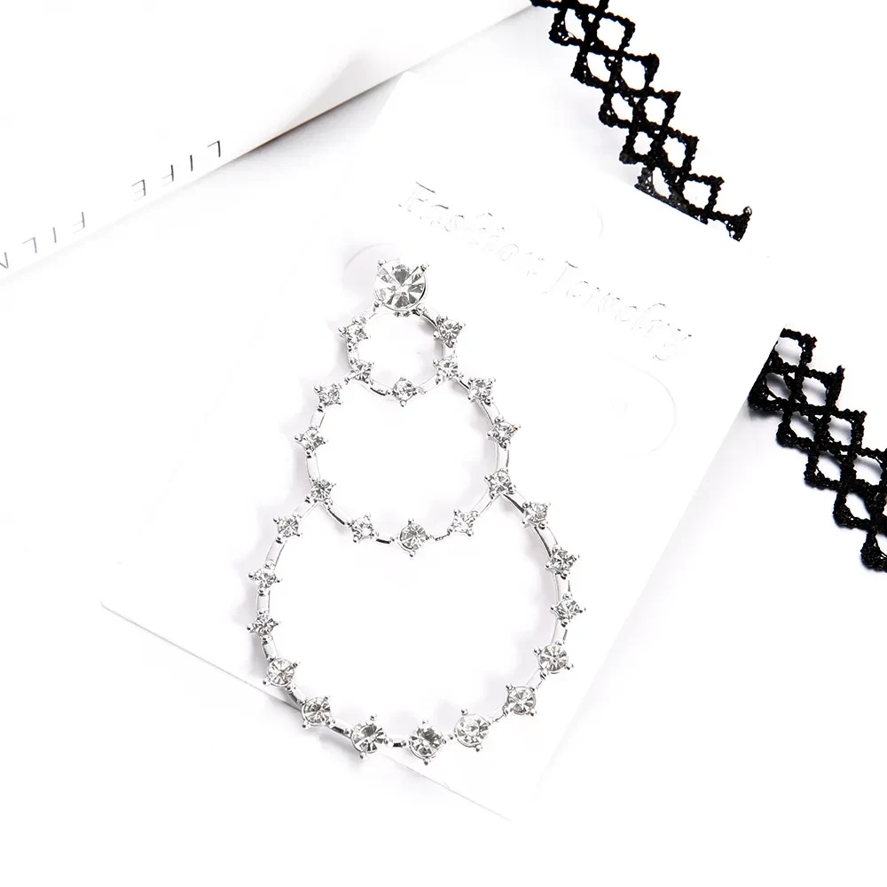 Fashion Bohemian Style Exaggerated Round Diamond Earrings