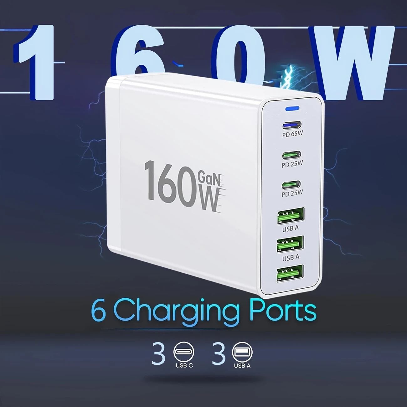 AU Plug 6-IN-1 160W USB C Charger