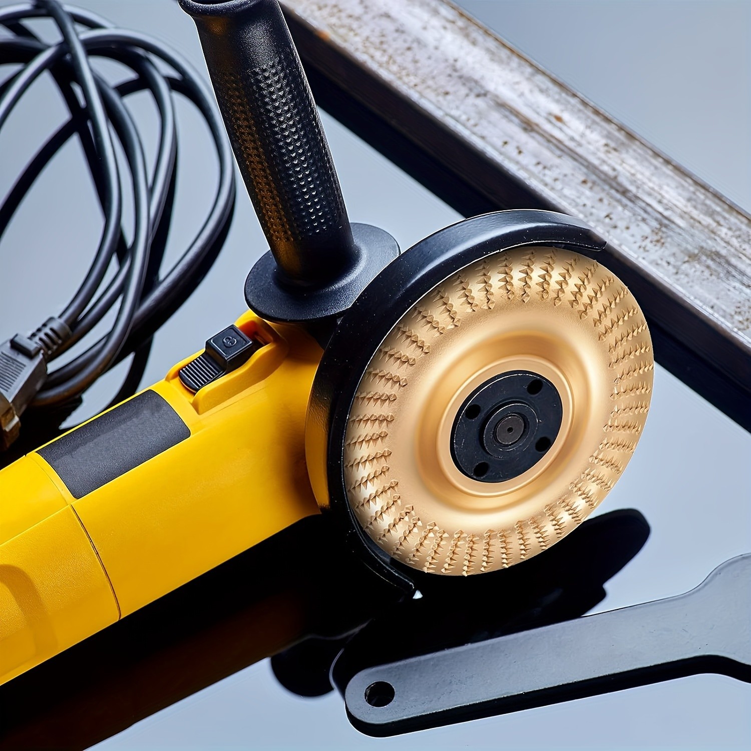 3pcs Wood Carving Disc Set 4-1/2 Inch Attachments with 5/8 Inch Arbor Grinding Wheel for Grinding and Shaping Golden