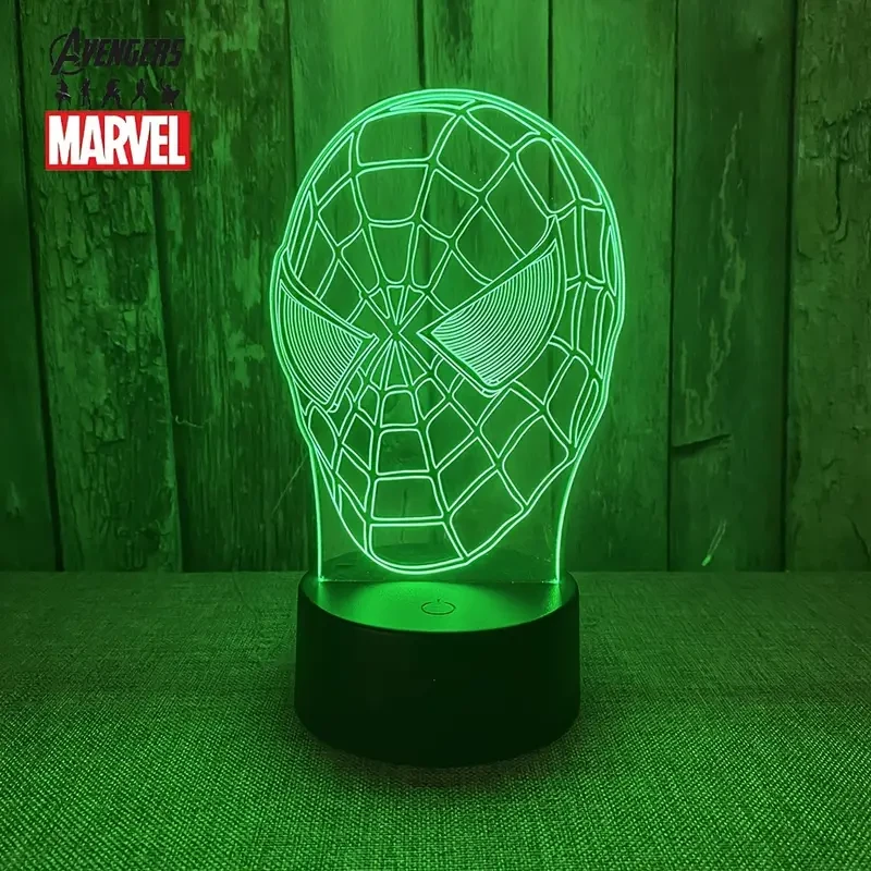 Marvel Heroes 3D USB Night Light with Remote - Multi-Color Acrylic Bedside Decor