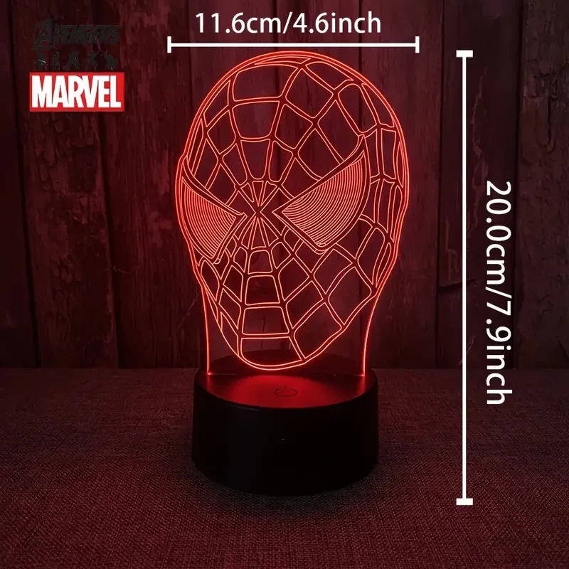 Marvel Heroes 3D USB Night Light with Remote - Multi-Color Acrylic Bedside Decor