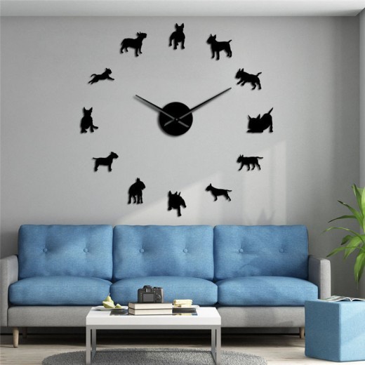 Wall Cow-head Terrier Wall Clock Pet Shop Decoration