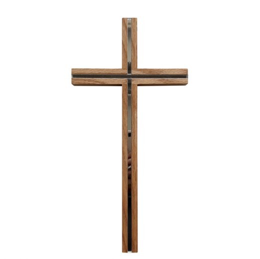 Oak Inlaid Lens Cross Wall Decoration