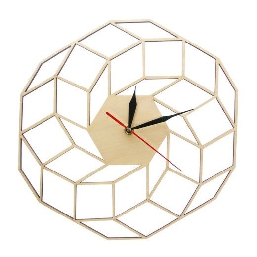 Wooden Geometric Spiral Decoration Wall Clock