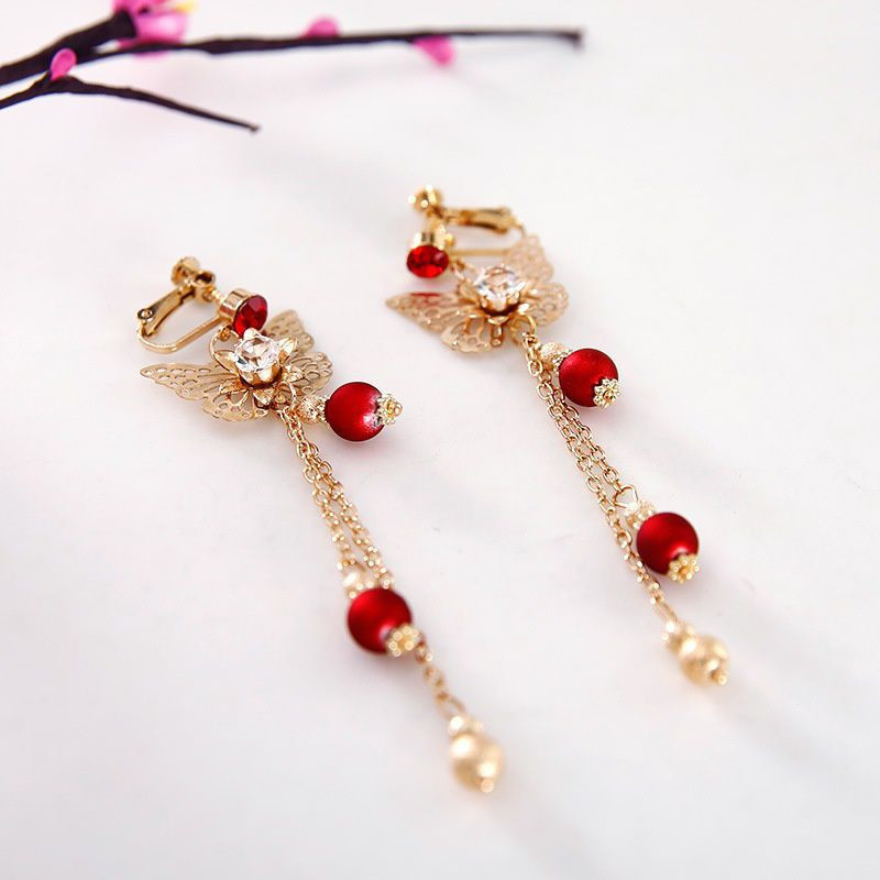 Bridal Headdress Ancient Costume Red Hair Chinese Dress Accessories