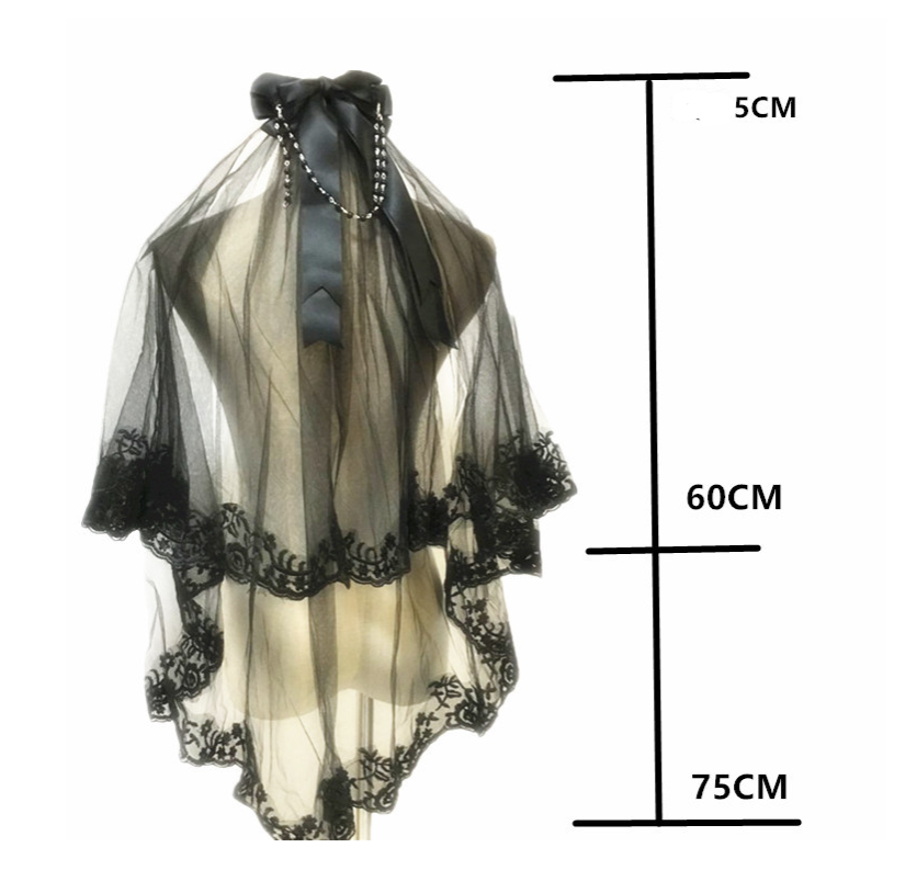 Retro Lace Double Layer Comb Black Veil Hair Accessories