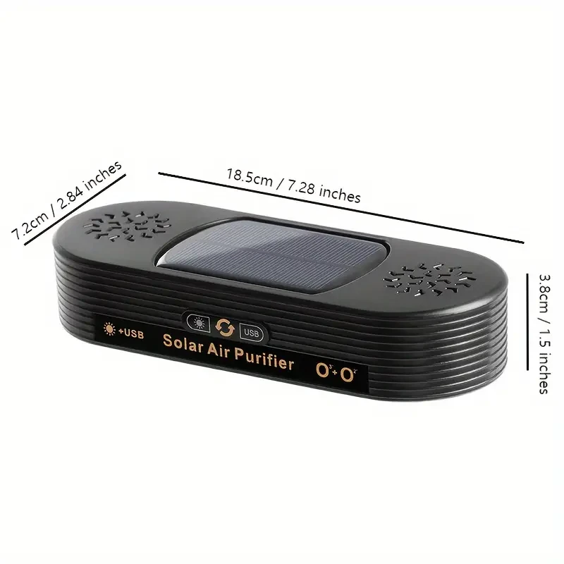 Dual-Core Solar Car Air Purifier with Negative Ion & Ozone Purification