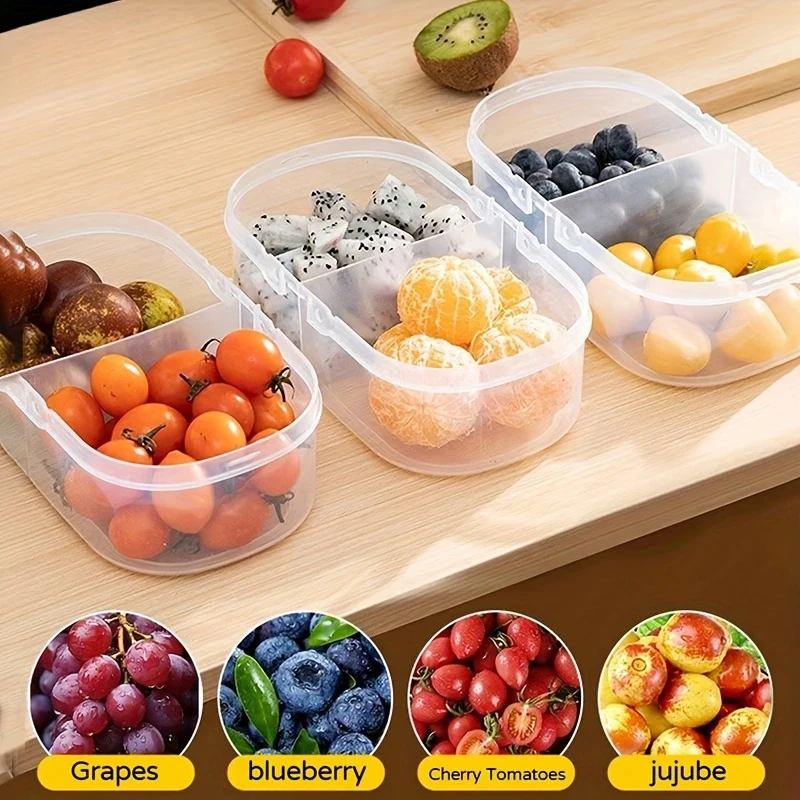 2pcs Multi-Functional Food Storage Containers  Portable 2-Compartment Organizer for Spices, Snacks & Fruits  Perfect for Home, Restaurant, Office Parties & Gifts