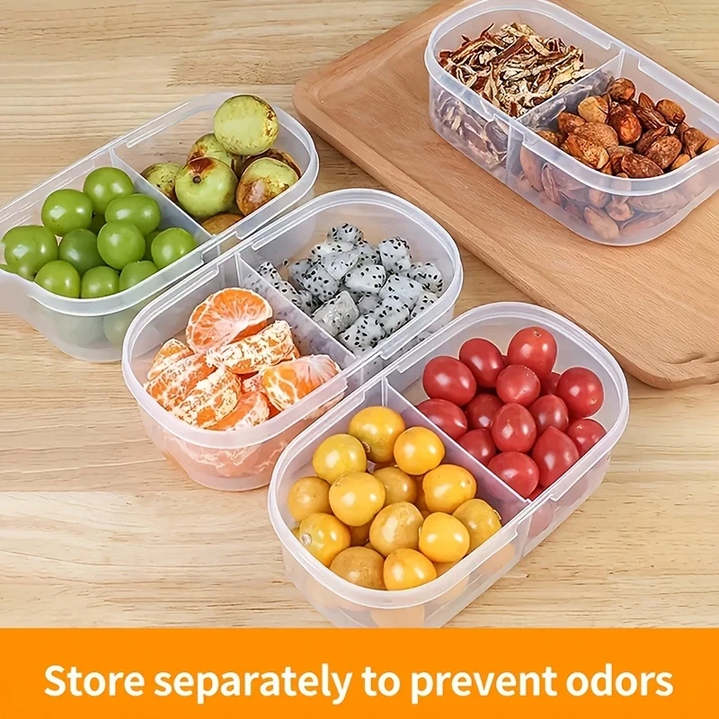 2pcs Multi-Functional Food Storage Containers  Portable 2-Compartment Organizer for Spices, Snacks & Fruits  Perfect for Home, Restaurant, Office Parties & Gifts