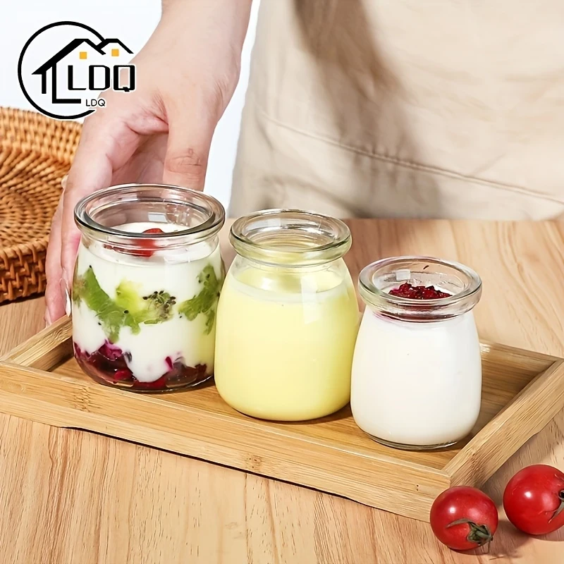 10pcs Reusable Glass Yogurt Containers  Heat Resistant, Durable, Ideal for Healthy Snacking & Meal Prep, Includes Colorful Parfait Jars