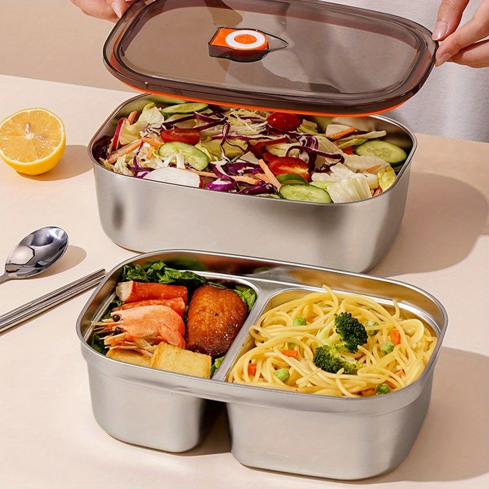 BAIJL Stainless Steel Lunch Box Set with Leak-Proof Seals, Stackable, Dishwasher Safe Microwave & Oven Safe, Round Food Storage Containers for Work, Adult Bento Box, Outdoor Camping