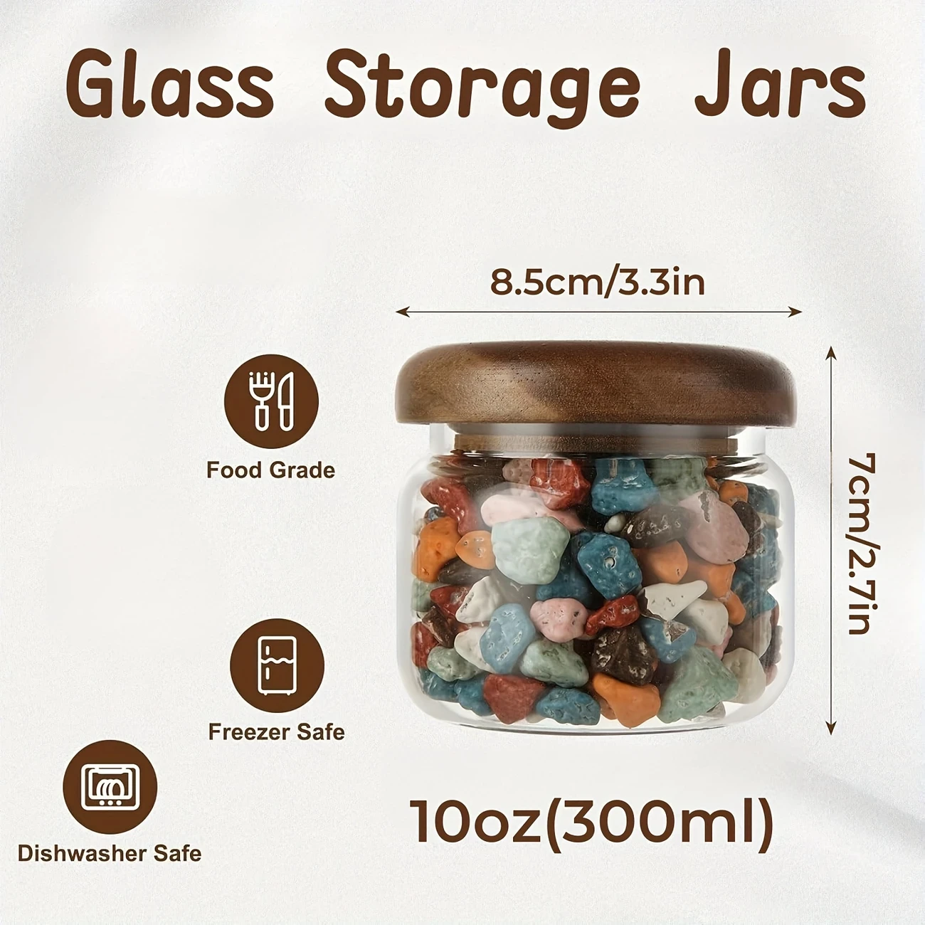 4 Small Glass Storage Jars with Airtight Lid  Perfect for Kitchen & Dining Room Organization