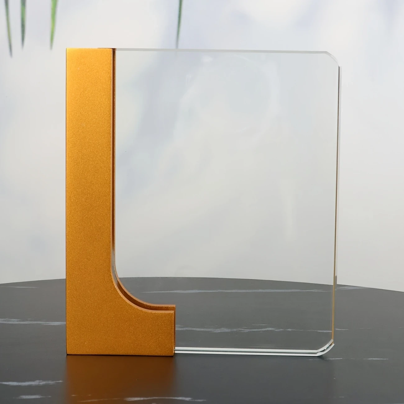 1pc Custom Crystal Trophy Frame  Elegant Glass & Metal Stand, Vertical Rectangular Picture Frame with Polished Finish, Ideal for Weddings, Graduations, Birthdays, and More, Perfect Gift for Mothers Day, Fathers Day, Teachers Day, Thanksgiving, Valenti