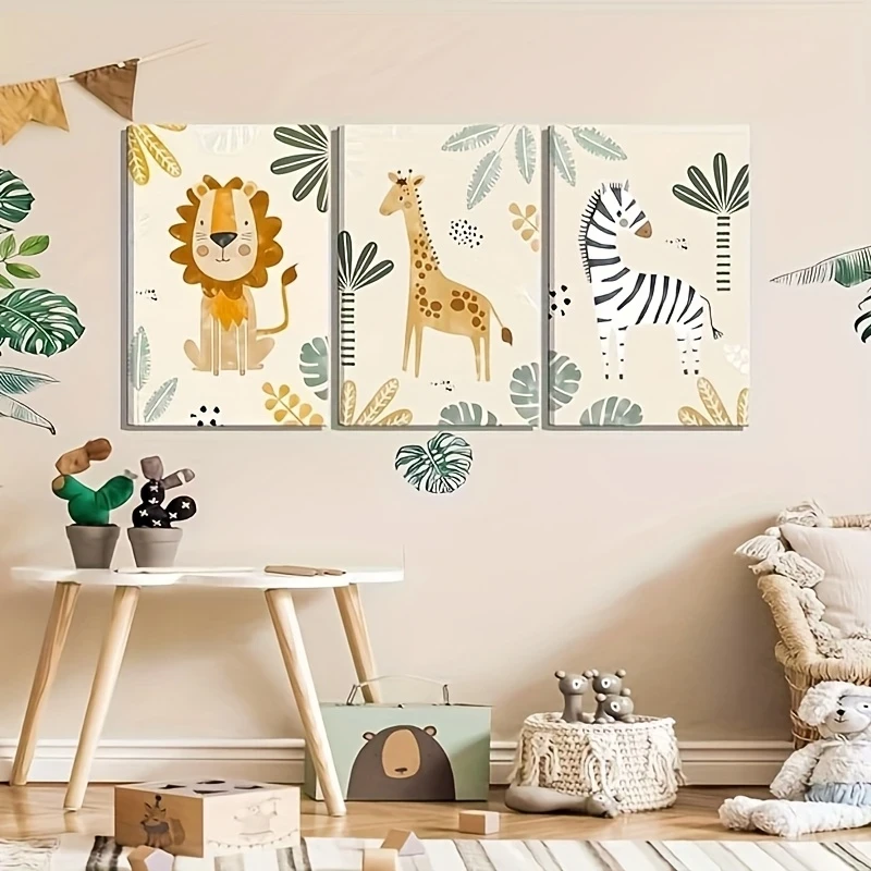 [Inspirational Safari Animals Canvas] 3pcs Framed Safari Animals Canvas Wall Art