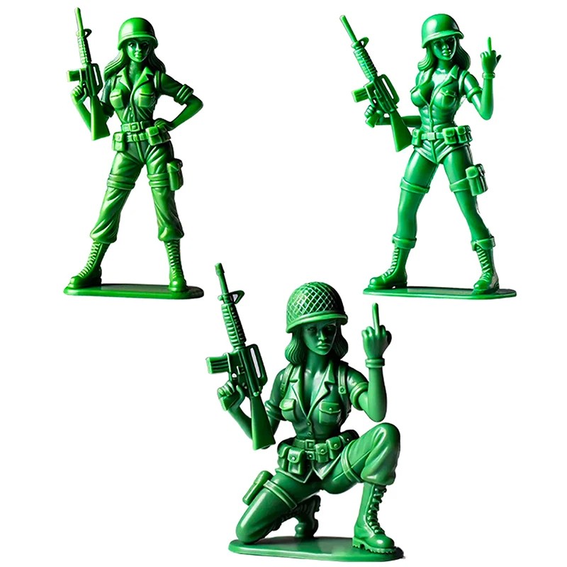 Humorous Female Green Soldier Funny Green Woman Statue