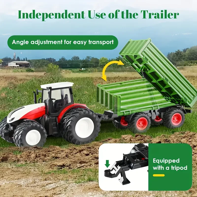1/24 Scale Remote Control Tractor Toy with Trailer