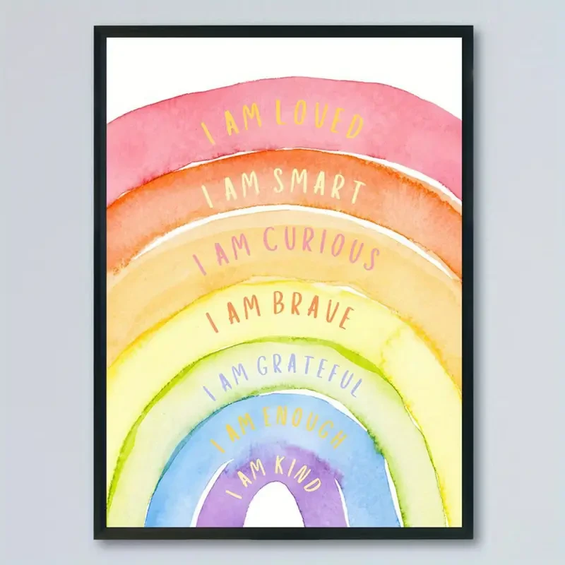 Inspirational Watercolor Rainbow Wall Art Print  A Splash of Positivity for Your Space