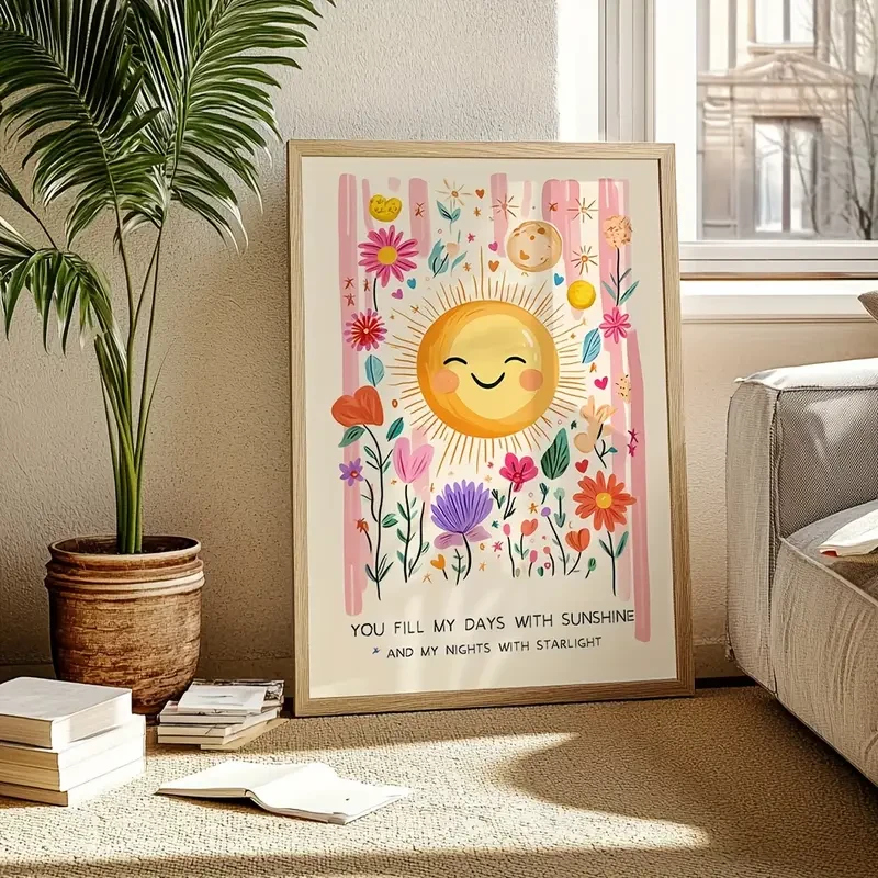 "You Are My Sunshine" Sunflower Wall Art  Vibrant Canvas Print for Kids Room Decor