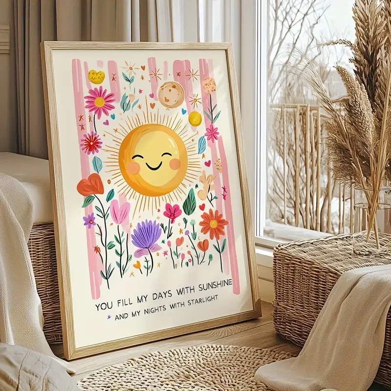 "You Are My Sunshine" Sunflower Wall Art  Vibrant Canvas Print for Kids Room Decor