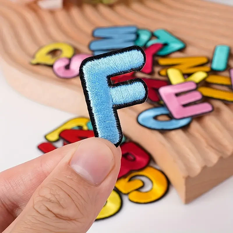 26-Alphabet Embroidered Patches Set  Cartoon Letter A-Z Iron-On Appliqus for DIY Crafts