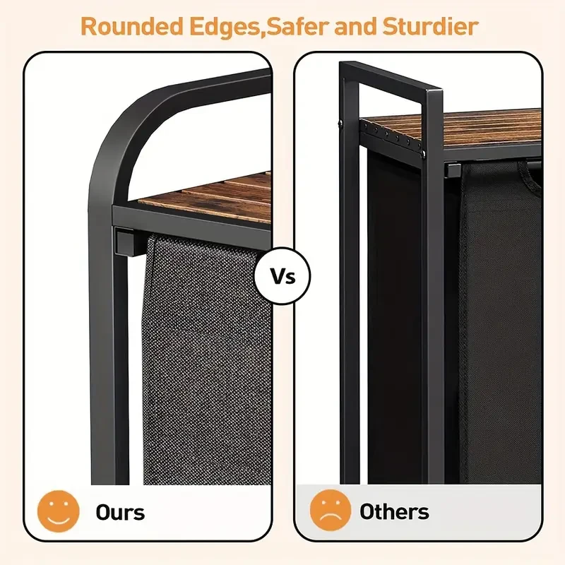 1pc Laundry Basket with Iron Push-Pull Design  Detachable, Durable, and Versatile Storage Solution for Bathroom and Other Rooms