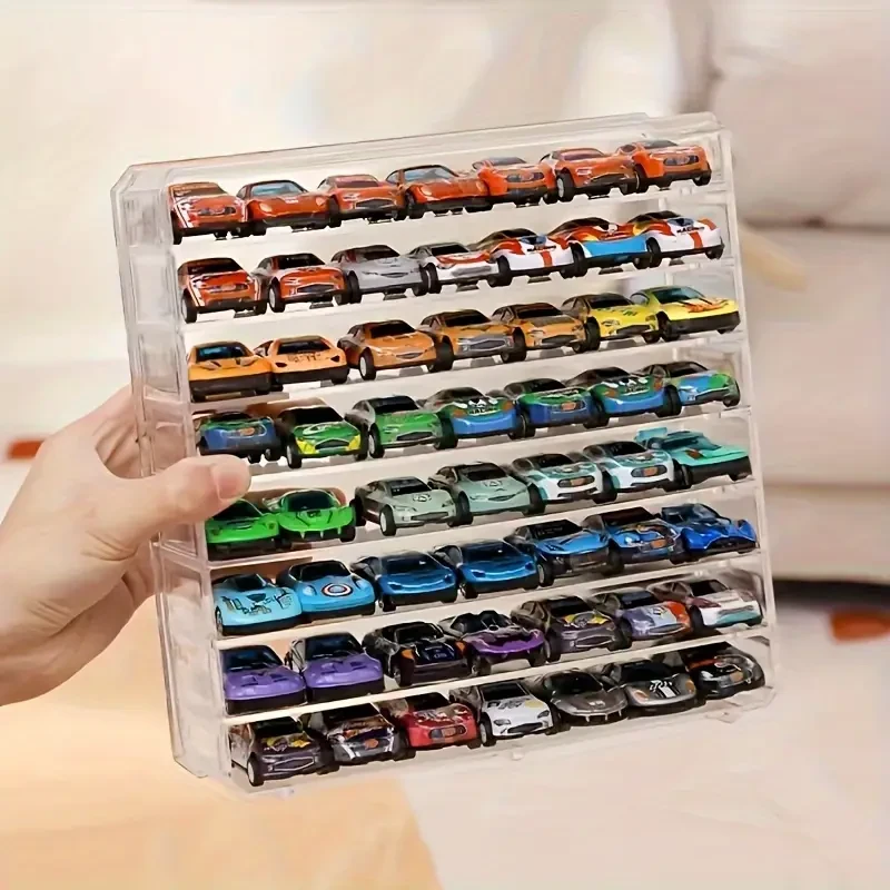8-Compartment Detachable Acrylic Toy Car Display Box  Multi-Layer Transparent Storage Case for Collectible Golden Cars
