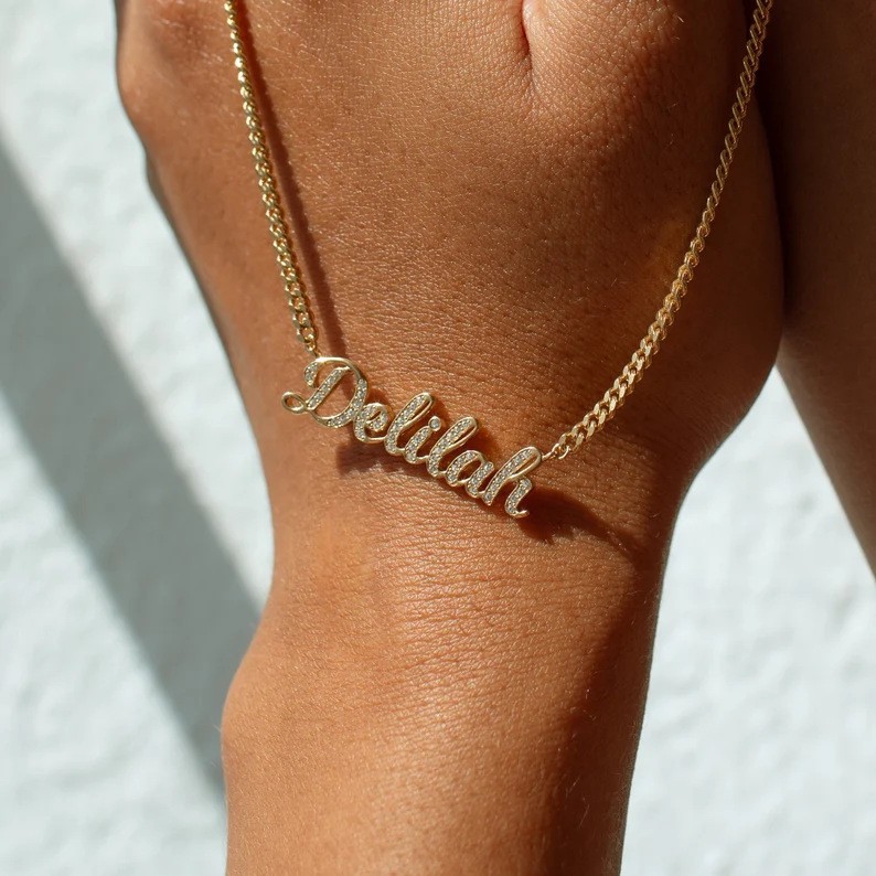 Fashionable Zircon English Letter Pendant Necklace