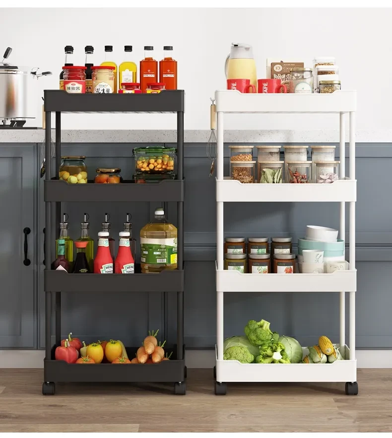 Multi Story Kitchen Floor Standing Small Cart Storage Rack