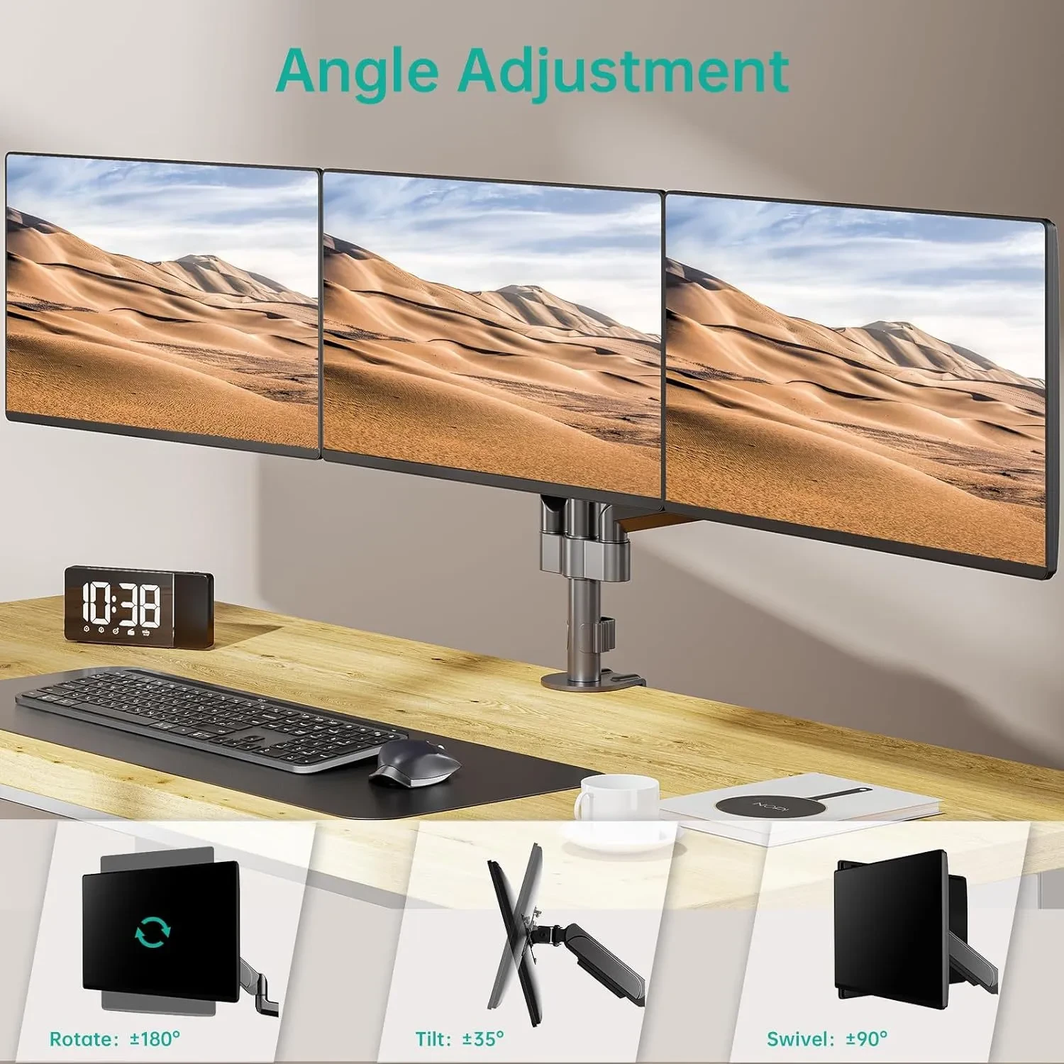 Suitable For 27-inch Screen Three-arm Gas Spring With Advanced Computer Monitor Holder Arm