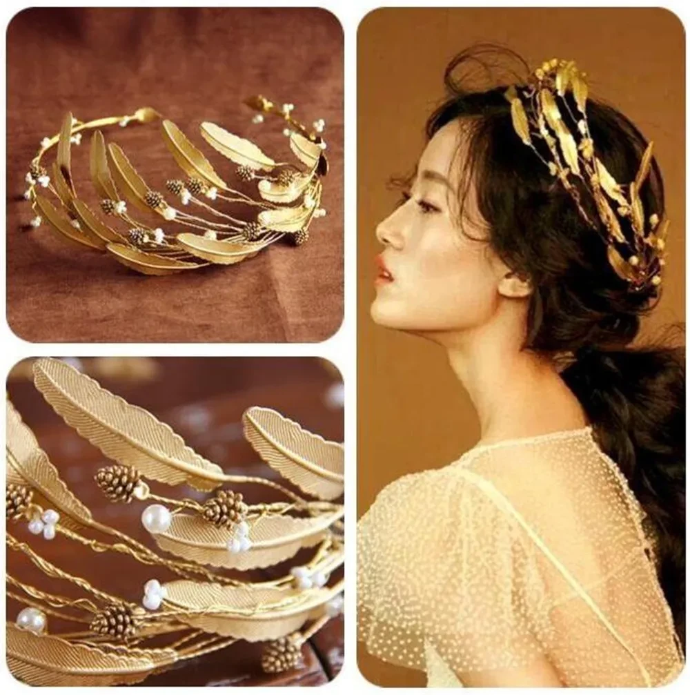 Hair band hair accessories golden leaf forest female