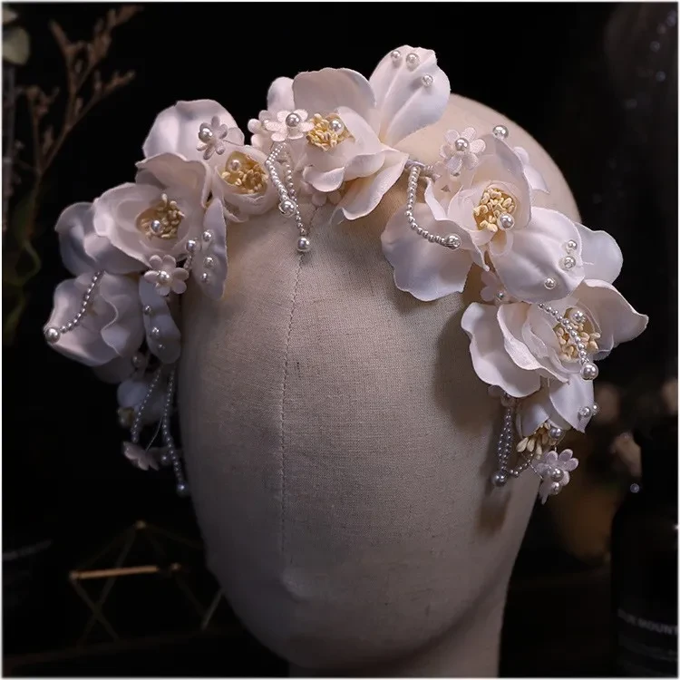 Handmade Beaded Petal Hair Band For The Bride