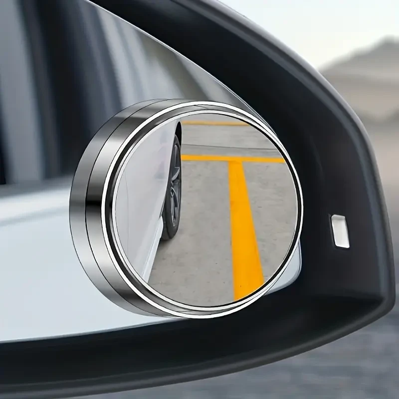 Car Rearview Mirror High-Definition Round Mirrors - 360-Degree Adjustable
