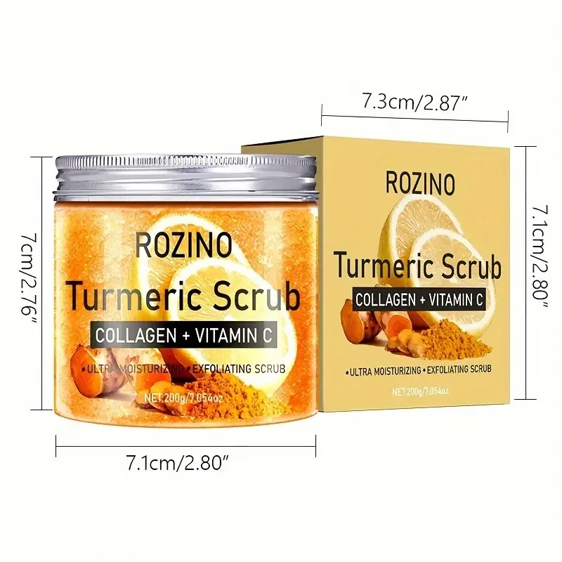 ROZINO Turmeric Glow Scrub  With Collagen, Vitamin C & Sea Salt Exfoliator