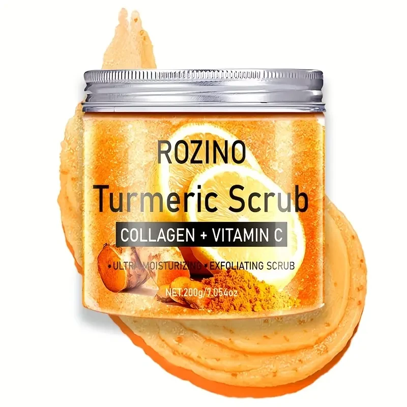 ROZINO Turmeric Glow Scrub With Collagen, Vitamin C & Sea Salt Exfoliator