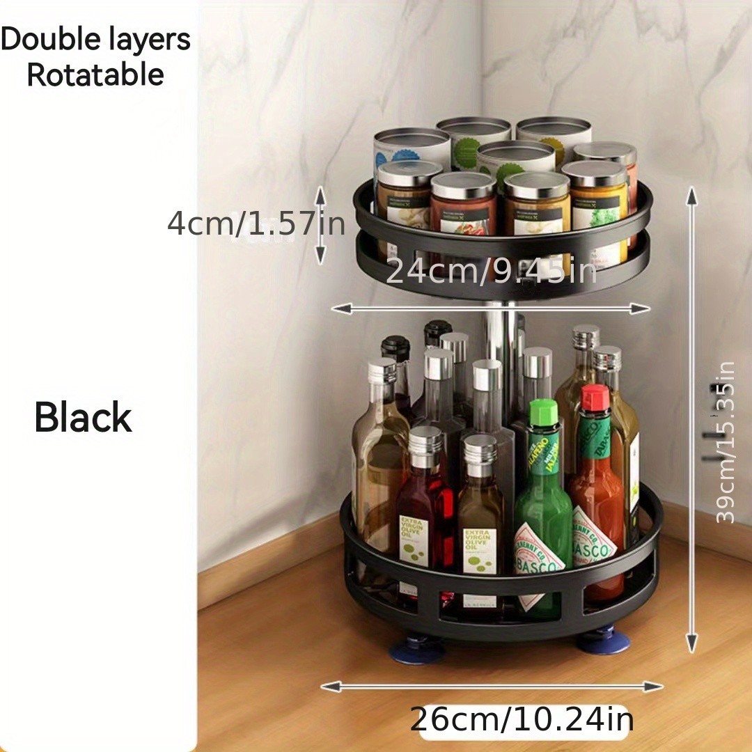 Multifunctional Rotating Storage Rack with Adjustable Height and Spray Paint Finish Ideal for Kitchen, Bathroom, and Countertop Organization for Restaurants